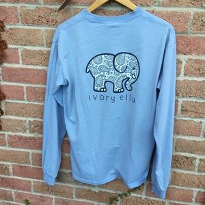 Ivory Ella Long Sleeve Blue M Crew Neck Shirt. Excellent Condition.